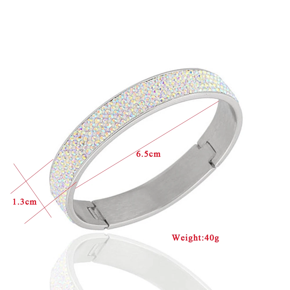 Wholesale Price AB Color Crystal Women Bangles Custom Jewelry Stainless Steel Jewelry Bangles With Crystals