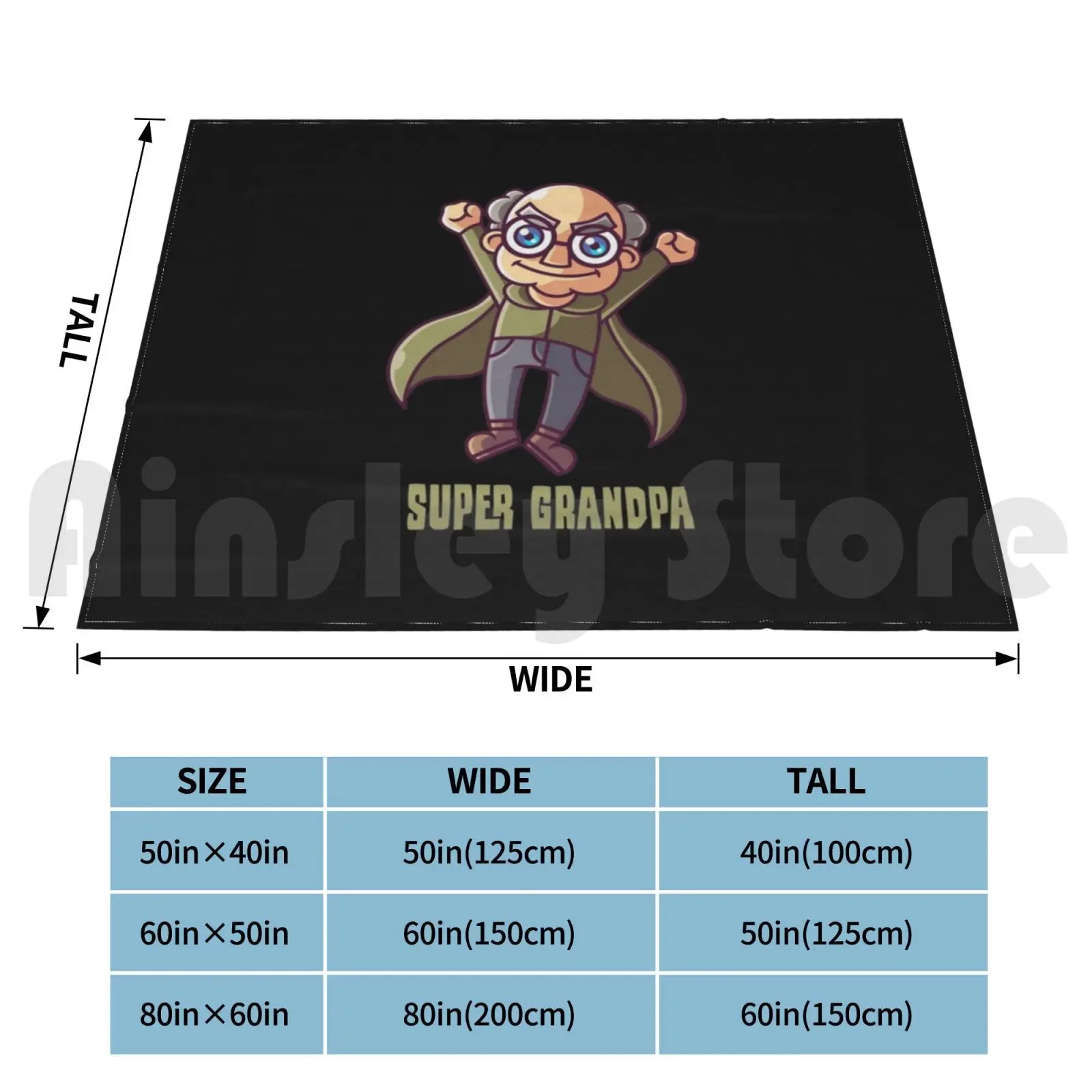 Super Grandpa Blanket For Sofa Bed Travel Super Grandpa Granpa Grandfather Hero Superhero