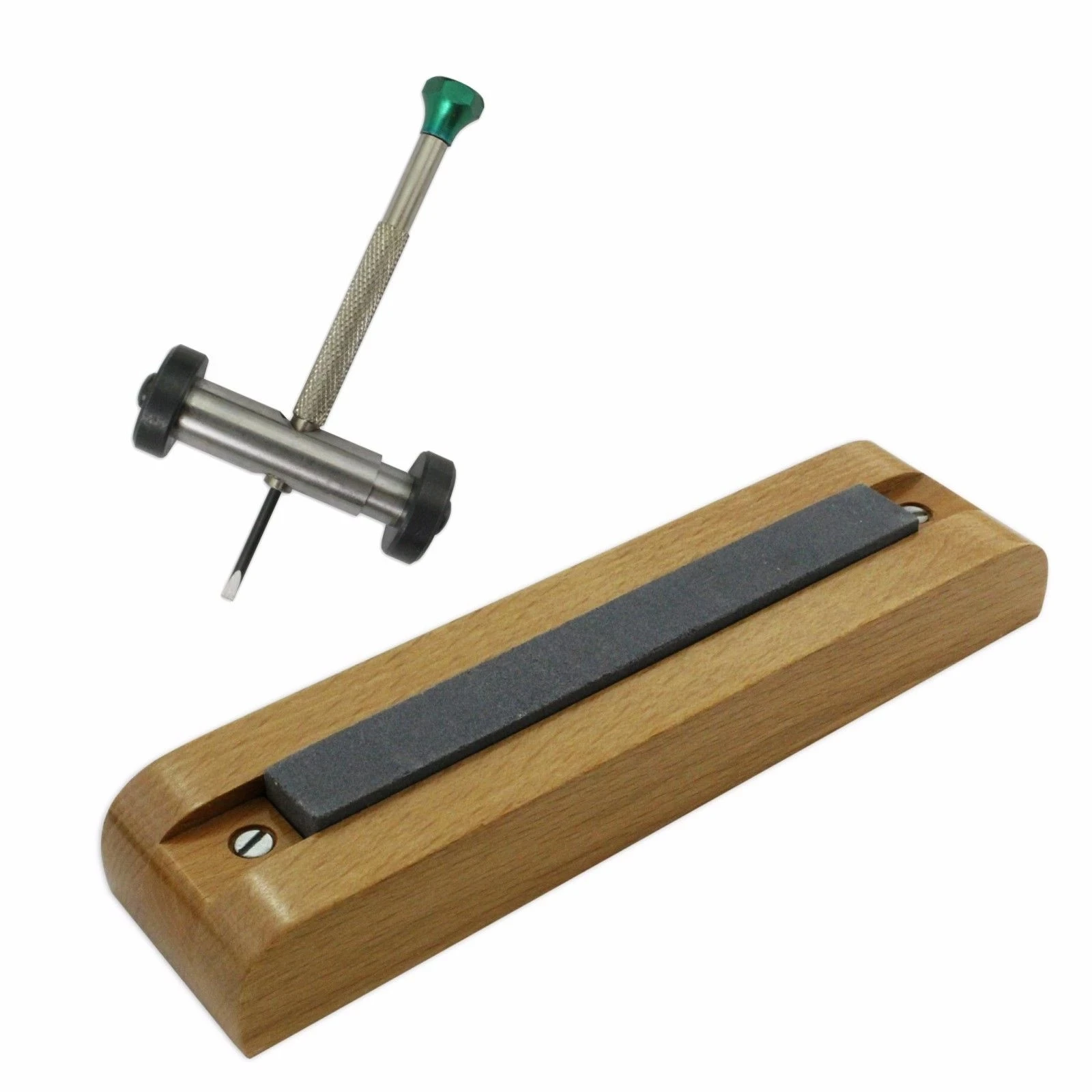

WATCHMAKER Tool Screwdriver Sharpening Stone With Wooden Base Guide Watch Repair
