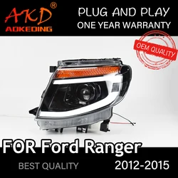Headlight For Ford Ranger T6 2012-2015 Car автомобильные товары LED DRL Hella 5 Xenon Lens Hid H7 Everest Car Accessories