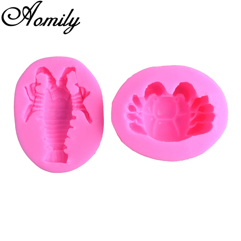 Aomily Lobster Crab Patten Cake Silicone Molds Fondant Cake Decorating Tools Chocolate Candy Mold Resin Clay Mould Baking Tool