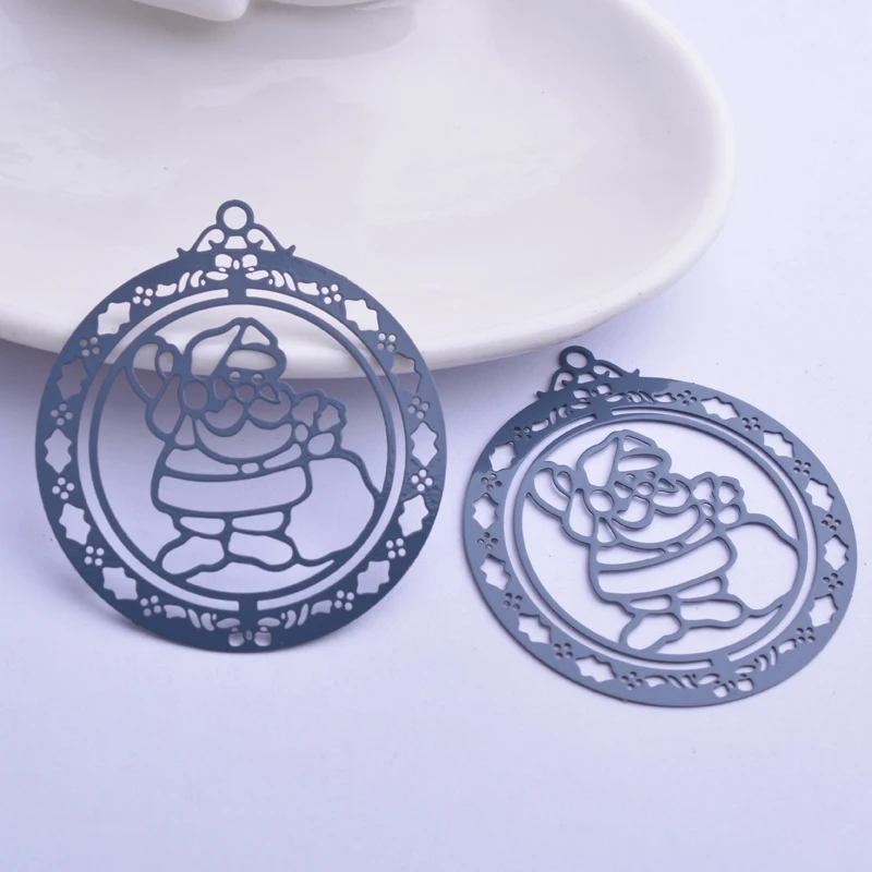 30 Stück AB2923 42*48mm Große Runde Weihnachtsmann-Anhänger DIY Ohrringe Schmuck – Detail 9