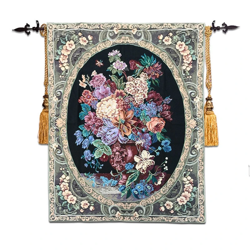 Belgian Tapestry  For The Living Room And Bedroom Restaurant Decorative Painting European Classical Murals Flower 113x137cm