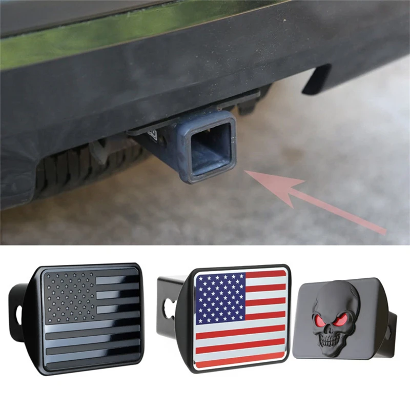 Hitch Cover American Flag Hitch Cover Metal USA Flag Trailer Hitch Cover-Patriotic Flag Plug Hitch Cover (Fits 2 inch Receivers)