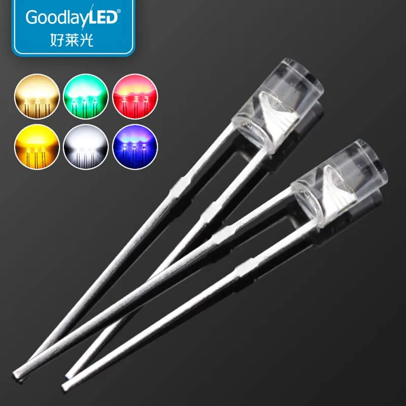 

1000PCS 3MM Flat Top Transparent Short Leg Boundless Red Blue Green Yellow White Warm DIP LED