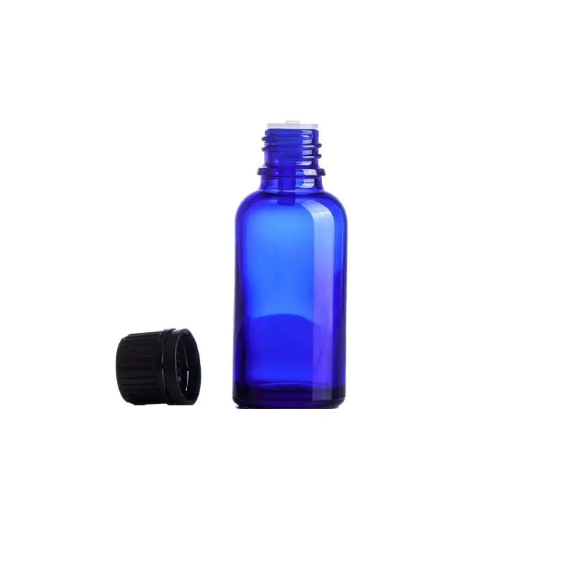 30ml Blue Empty Glass Packaging Bottle with Big Cap Tamper proof Cap 10ml Blue Essential Oil Bottle 15ml Glass Bottles 24pcs/Lot