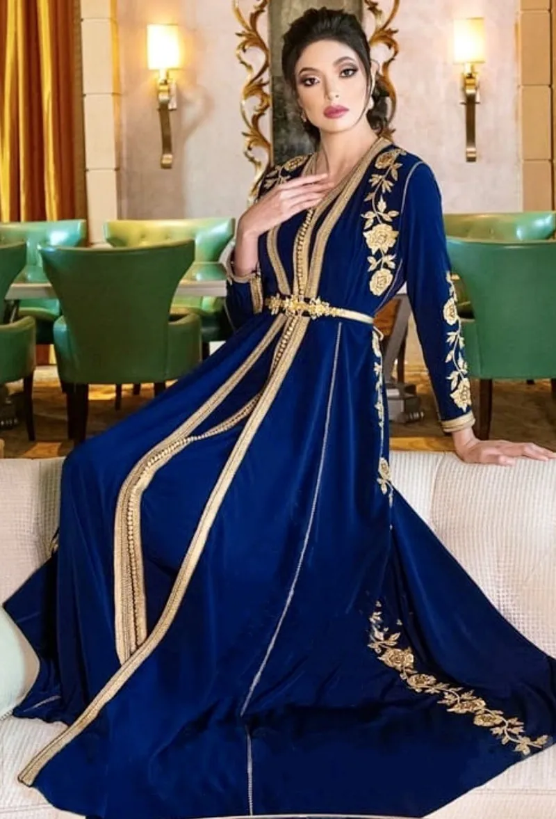 вечернее пл Moroccan Caftan Evening Dresses Embroidery Appliques Muslim Evening Dresses Jacket Kafutan Arabic Party Dress платье