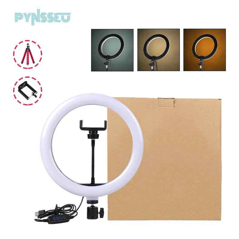 Pynsseu 26 センチメートル/10 インチリングランプミニ三脚led profissionalライトリングfotoでvieo照明ストリームyoutube補助光