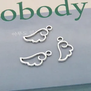 100 buah Warna Perak Lucu Sayap Mini Pesona Sayap Malaikat Liontin Gelang Kalung Perlengkapan Perhiasan A3345 10 pesona sayap penjualan terbaik - №