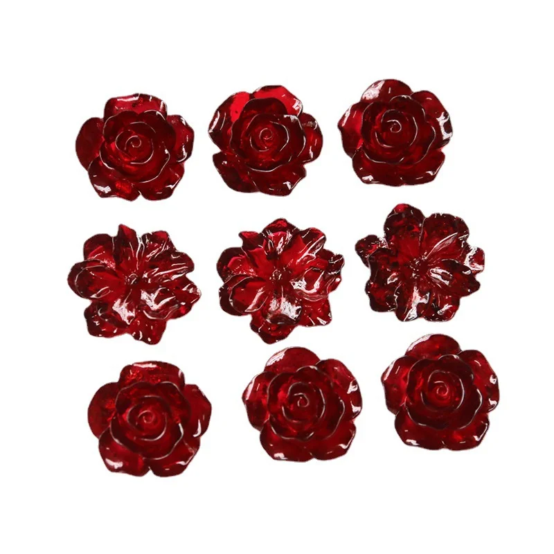 10PCS Retro Dark Wind Rose Camellia Patch diy Resin Fitting Earring Hairpin Phone Case