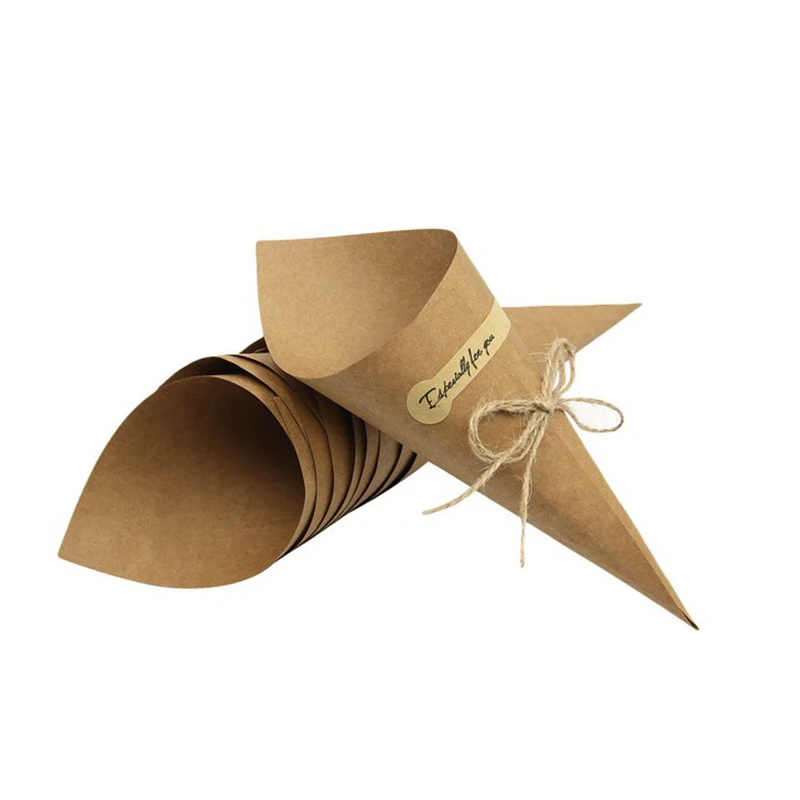 50PCS Wedding Confetti Retro Kraft Paper Petals Candy Placed Natural Confetti Cones For Wedding Party Birthday Party Decoration