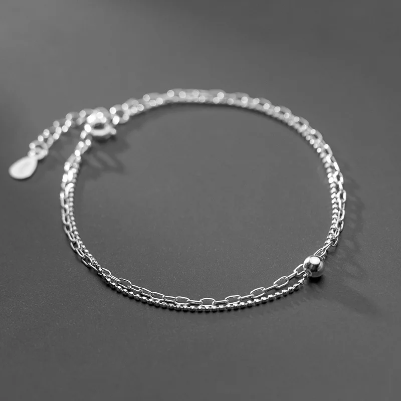 

2020 MIQIAO Bracelets Woman Silver 925 On Hand Sterling Double Layer Round Bead Adjustable Lady Jewelry Minimalism Birthday Part