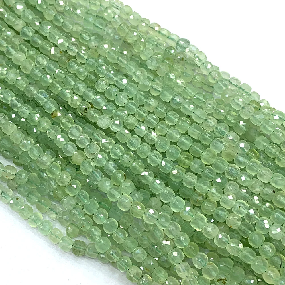 

Veemake Prehnite Natural Stone DIY Necklace Bracelets Earrings Gemstones Faceted Irregular Cube Small Beads For Jewelry Making