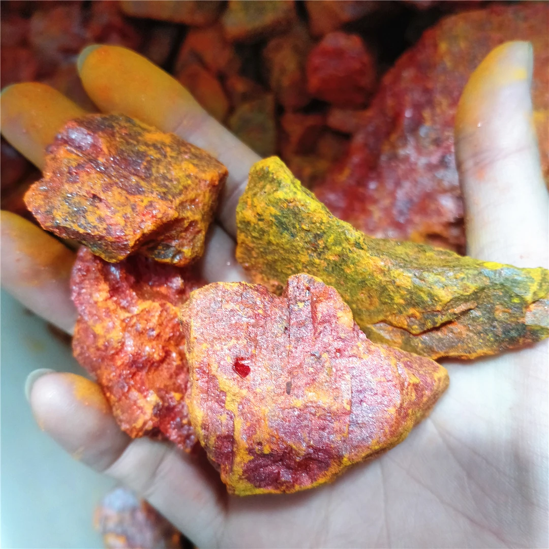 Red Orpiment Natural Yellow Arsenic Rough Raw Specimen Rock Realgar Single Crystal Mineral Healing Valuable Stones Bulk For Sell