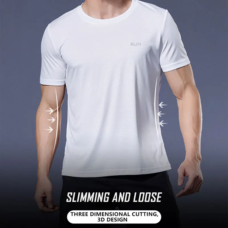 High Quality Polyester Men Running T Shirt Men Summer Outdoor T-Shirt Sports T-Shirt Plus Size Sport Fast-Dry Breathable Tops