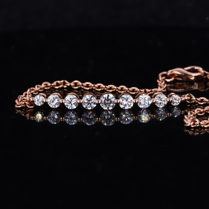 Wholesale Price 14k Rose Gold Bracelet With Moissnaite Stone