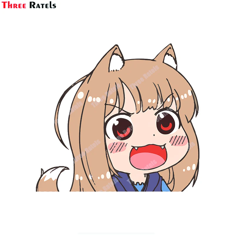 Three Ratels Spice And Wolf Anime Chibi Big Head Cartoon Decals For Car Cover Personalized Creative Scratch Stickers