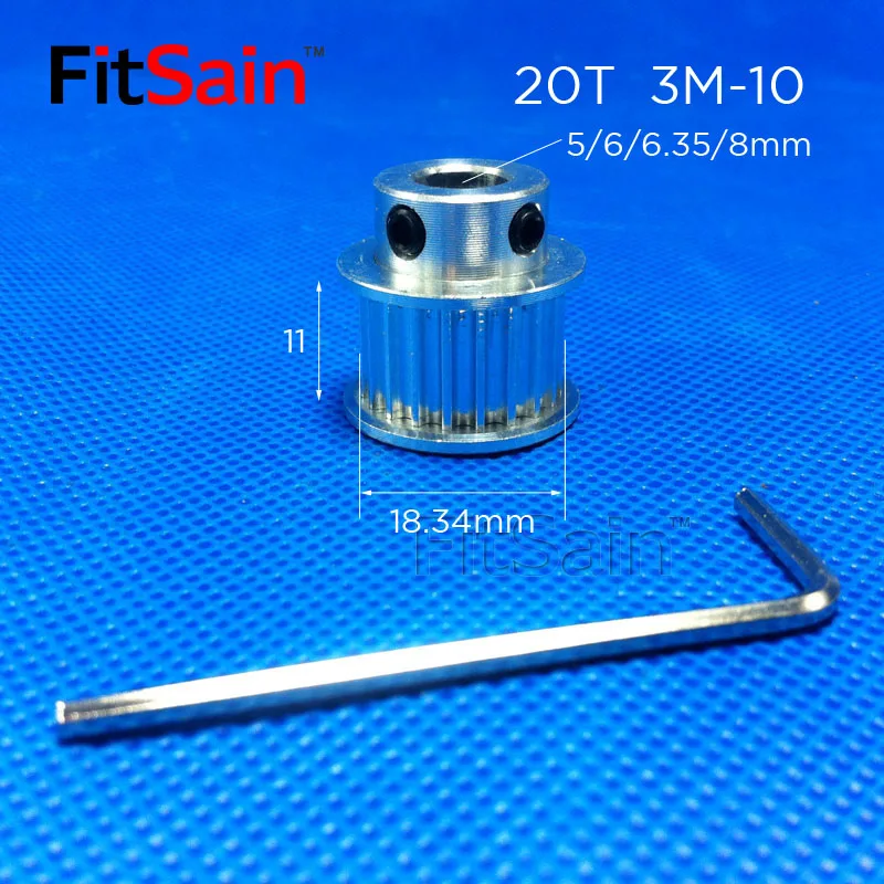 FitSain-3M 20T:60T 1:3 Pulley Synchronous Wheel Timing Belt Reduction Bandwidth 10 Holes 5-6-6.35-8mm