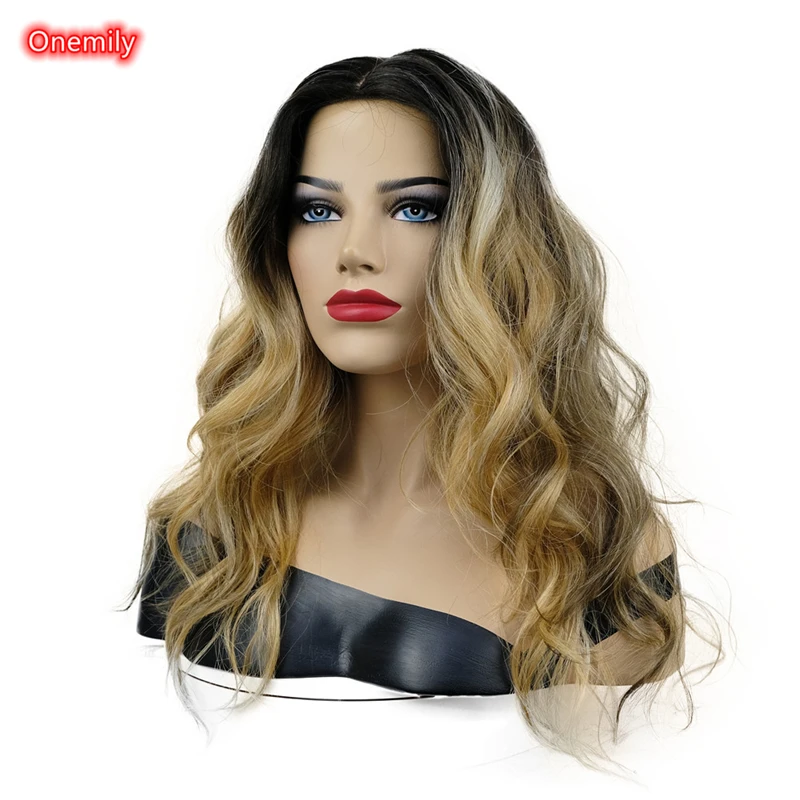 Onemily Long Wavy Synthetic Natural Hair Replacement Wigs for Black Women White Women