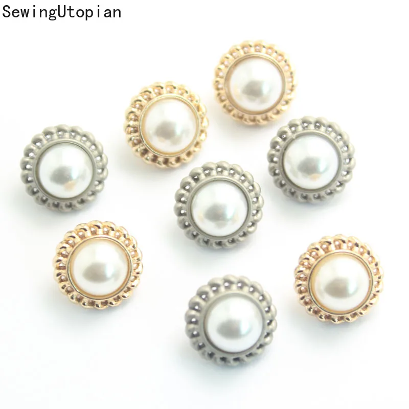 20PCS Metal Pearl Shirt Button Women's Cardigan Buttons 11.5-12.5mm Embellishments Wholesale Clothing Vendors for Women