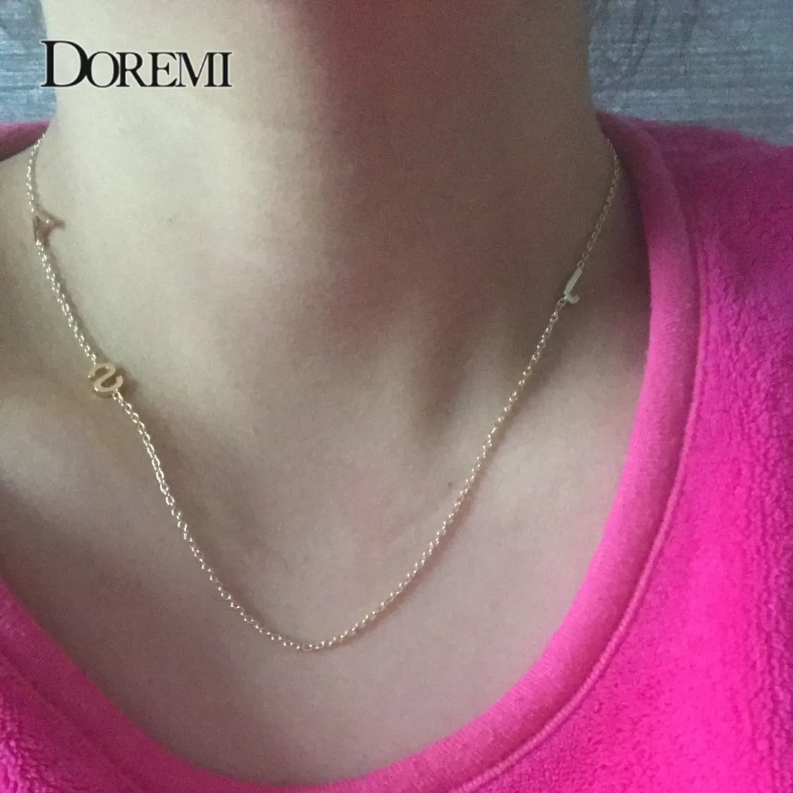 DOREMI  Fashion Custom Letter Necklace 3 letters Personalized Name Jewelry Letter Necklace for Women Mom Gift