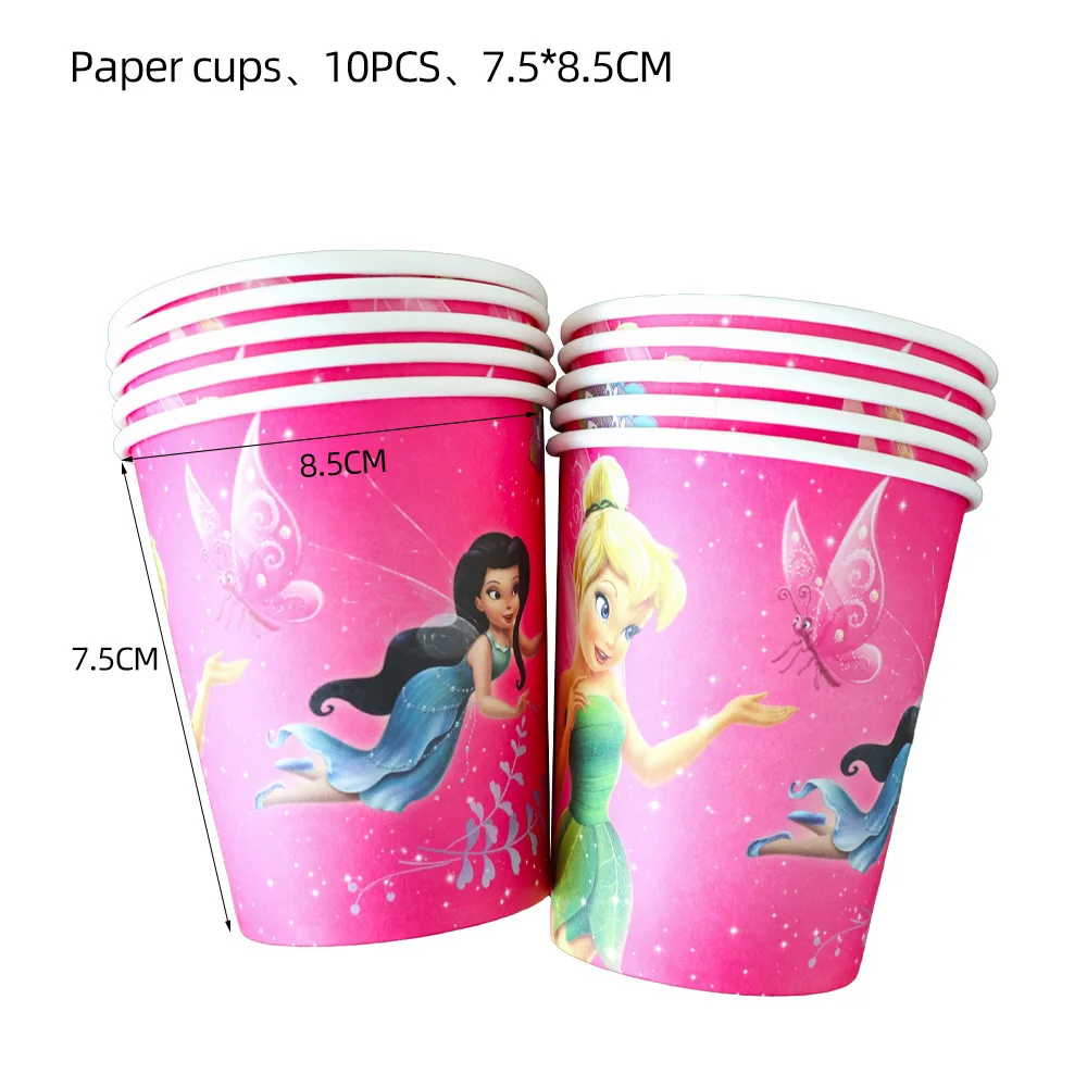 Cartoon Tinkerbell Elf Birthday Party Decoration Kid Faovr Tableware Little Fairy Paper Plate Cup Tablecloth Party Supplies