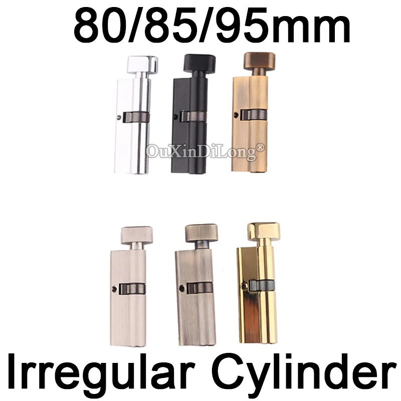 2PCS Brushed/Golde/Black/Bronze Brass Single Open Irregular Security Bedroom Wooden Door Lock Cylinder 80 85 95mm with Keys