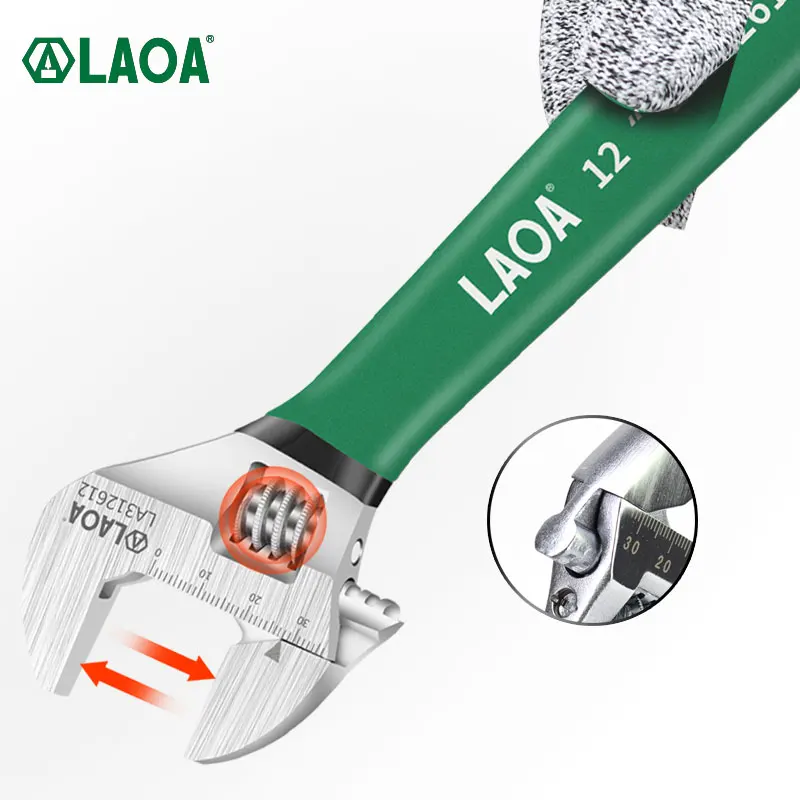 LAOA Anti-slide Universal Monkey Wrench Adjustable Spanner Adjust Wrenches With Scale Stainless steel Key Hand Tools