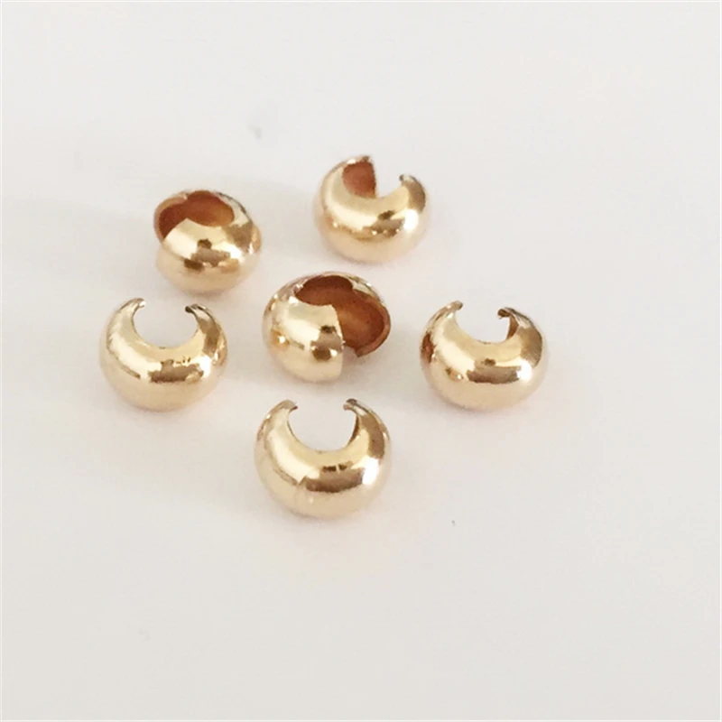 100% 14K Goldfilled Endperlen Gold-Crimp-Cover Schmuckherstellung Handgemachtes DIY-Zubehör Gold-Schmuckzubehör Rocailles – Detail 25