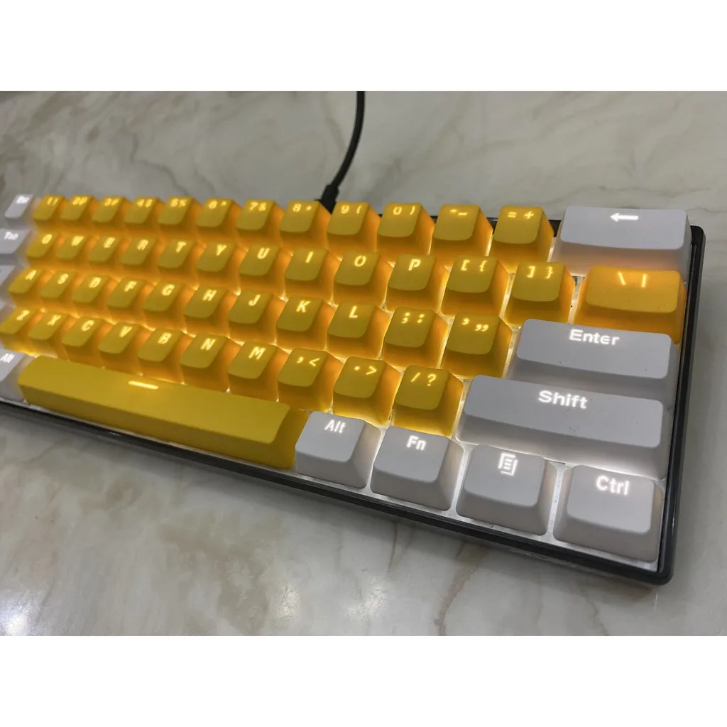 Teclas blancas y amarillas, 61 teclas retroiluminadas GH60 / RK61 / ALT61/Annie/Teclado mecánico de dos colores PBT para teclado de póquer