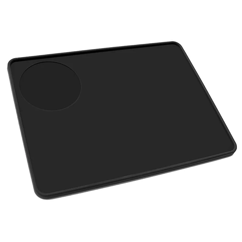 Food Grade Silicone Rubber Espresso Mat 8 Inch X 6 Inch(20cm X 15cm ), Coffee Tamper Mat, Black