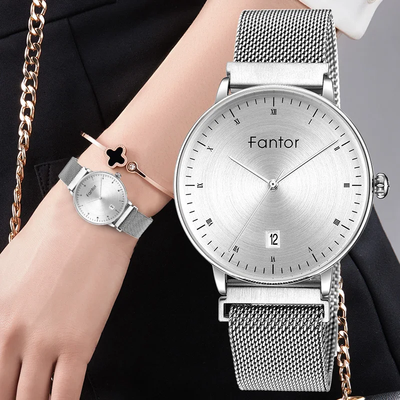 Fantor Brand Women Fashion Luxury Silver Mesh Magnetic Waterproof Elegant Ladies Wrist Watch relogio feminino