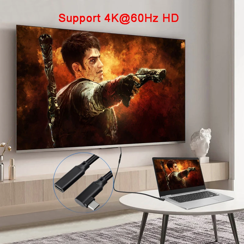 Кабель-удлинитель USB3.1/USB-C, поддержка быстрой зарядки 100 Вт, 5 А, 4K/60 Гц, скорость передачи данных 10 Гбит/с для MacBook Pro, Dell, Asus, HP, Xiaomi