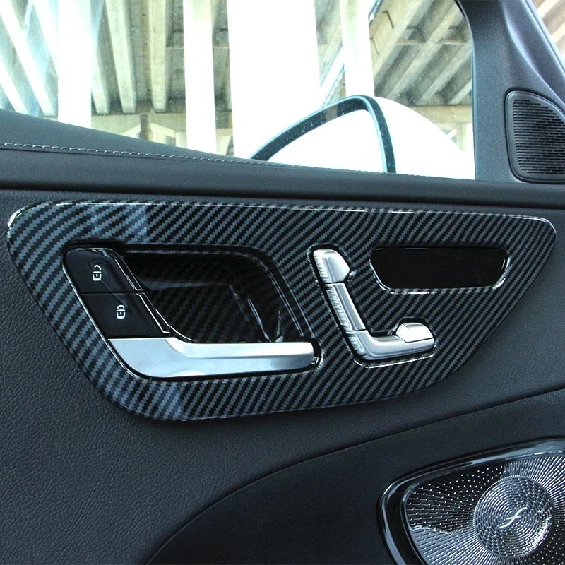 Carbon Fiber Interior Mouldings Inner Door Handle Bowl Panel Decoration Cover Trim For Mercedes Benz C Class W206 C200 C260 22+