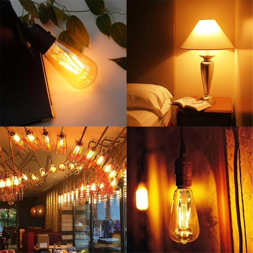 Led Edison Bulb Dimmable, 200 Pcs 60 Watt Equivalent E26 Base Vintage Led Filament Bulb 6W, Amber Bulbs Warm Yellow Light