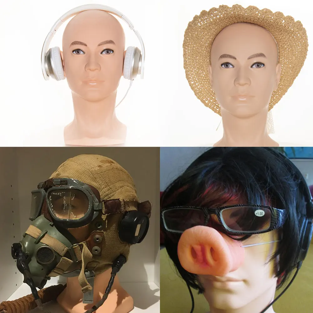 Soft PVC Bald Wig Making Mannequin Training Head Wig Stand Manican Head For Wig Making Training Practice Hat Earphone Display