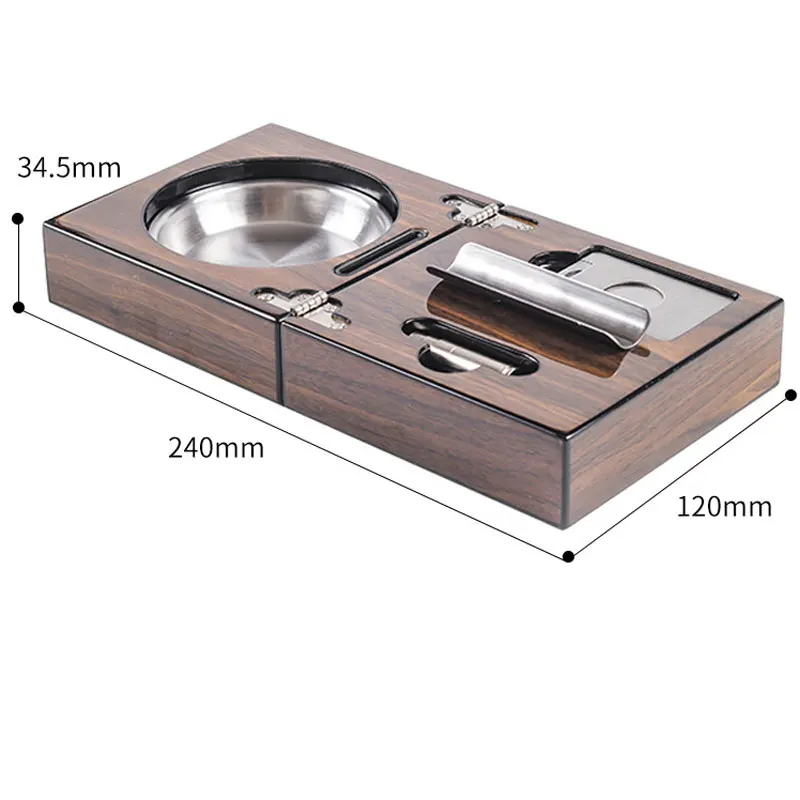 Cuban Cigar Cigarette Ashtray Wood Square Box Include Cigar Cutter Holder And Hole Opener Smoking Accessories