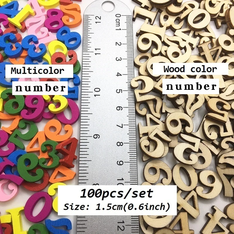 100Pcs Wooden Letters Decorative Alphabet English Letter Decoration Wood Numbers Baby Early Learning Tool Scrapbooking Craft DIY