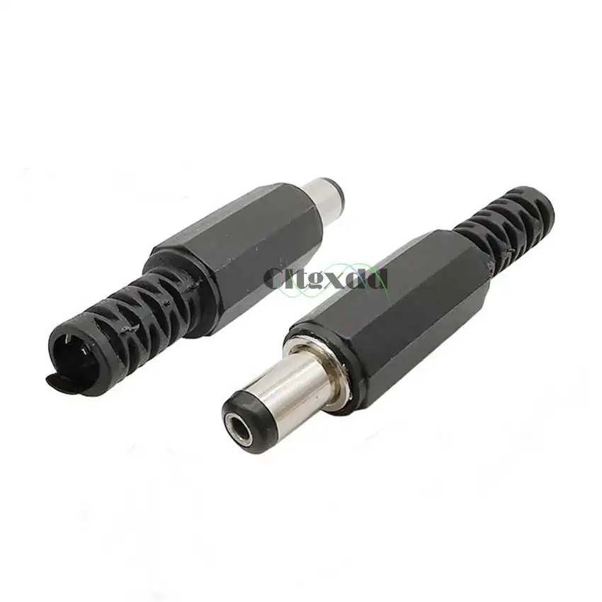 Cltgxdd 10PCS 12V 3A 5.5 x 2.5 mm Plastic Male Plugs + DC Power Jack Female Socket Panel Mount Connector 5.5*2.5 mm