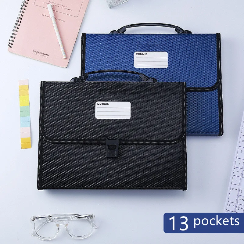 13 Pockets Expanding File Folder A4 Organizer Portable Extension Wallet Bill Receipt File Sorting Organizer Business File Holder