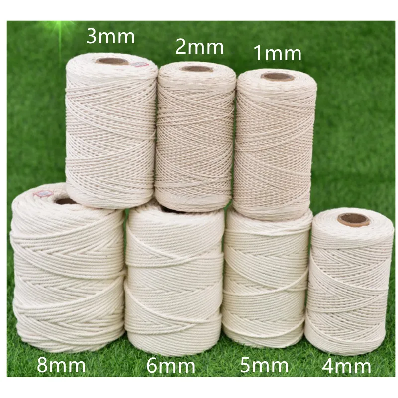 1/2/3mm 4mm 5mm 6mm 8m Macrame Rope Twisted String Cotton Cord For Handmade Natural Beige Rope DIY Home Wedding Accessories Gift