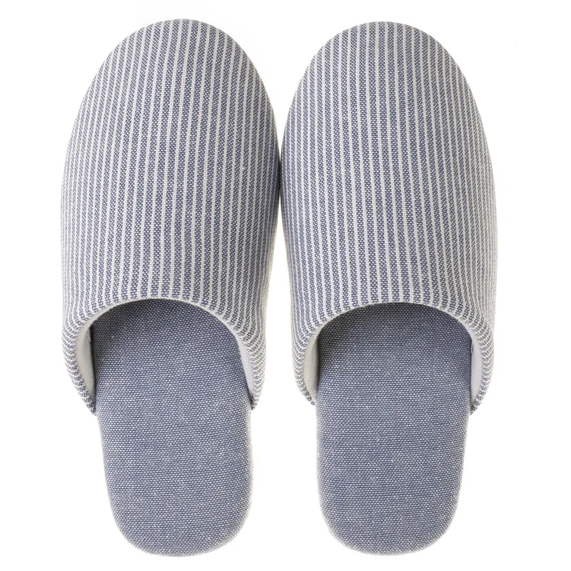 Japanese Style Mute Slippers Women Men Home Cotton Slipper Breathable Fabric Couple Spring Summer Shoes Suede Sole Ladies Slides