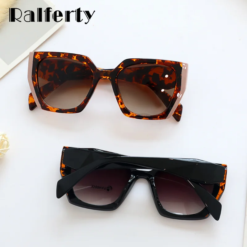 Ralferty-Lunettes de soleil léopard vintage pour femmes, lunettes de soleil de conducteur de luxe, UV400, lunettes décoratives pour femmes