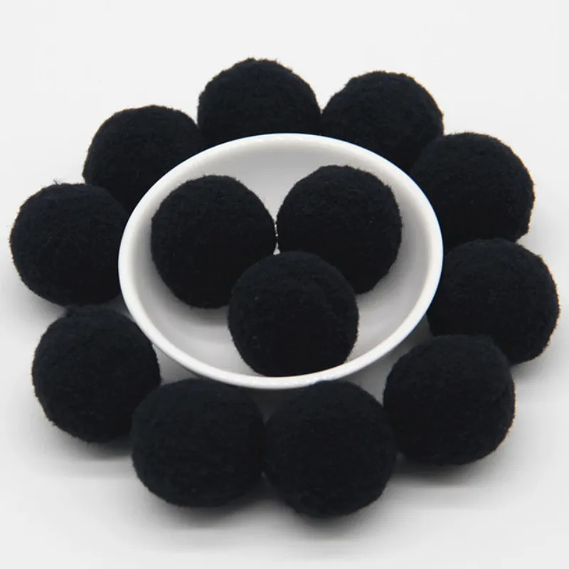 Nero Pompon 8/10/15/20/25/30mm Pelliccia Della Peluche Della Sfera FAI DA TE Morbido pompon Matrimonio Casa Garment Cucire su Accessori di Stoffa 20g