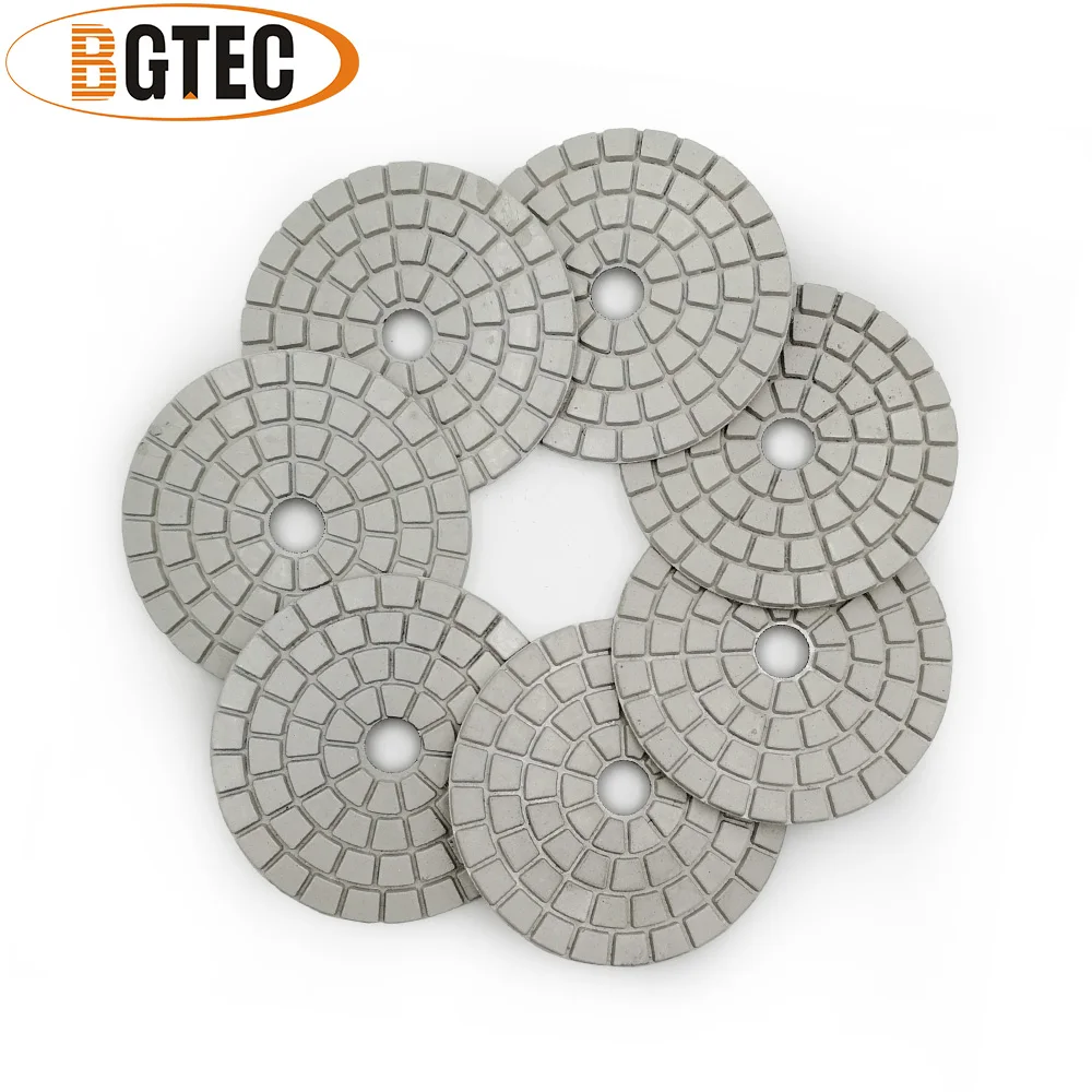 BGTEC 4 дюйма 7 шт. # BUFF профессиональные влажные Алмазные Гибкие Полировальные колодки 100 мм гранит, мрамор, керамический шлифовальный диск