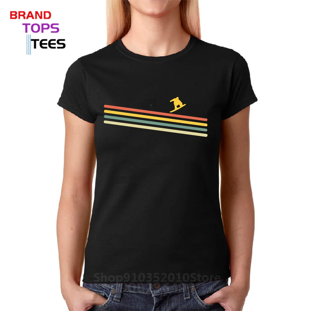 Retro Ski T-shirts Funny Rainbow Snowboarding tee shirt New Summer Designer Fashion Apparel Vintage Snowboarder WomenT shirt