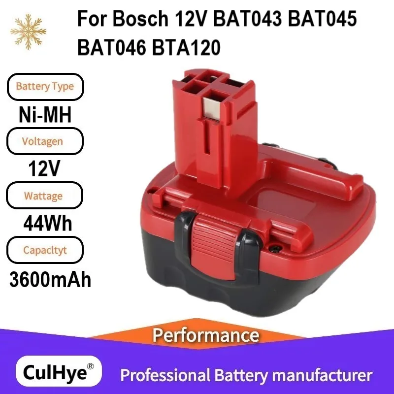 Batteria 3600mAh Ni-MH 12 V PSR 1200 per trapano Bosch 12 V GSR 12 VE-2,GSB 12 VE-2,PSB 12 VE-2, BAT043 BAT045 BTA120