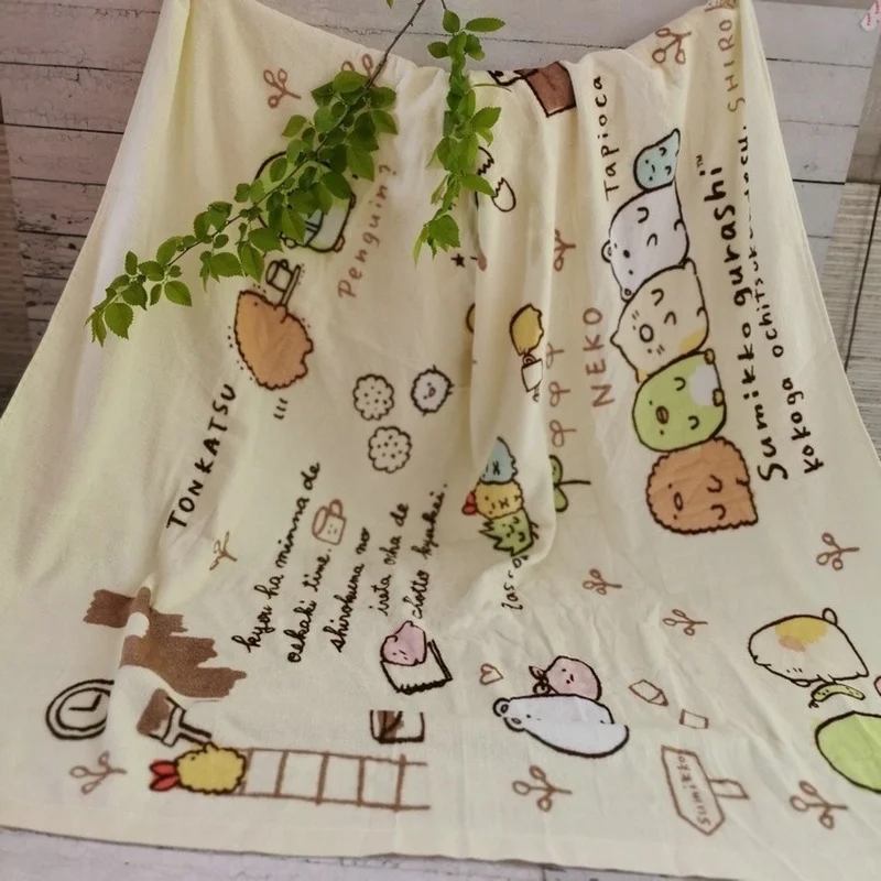 110x120cm Long-staple Cotton Cut Velvet Reactive Printing Children's Bath Towel Hug Quilt Siesta Blanket Travel Cute Blanket