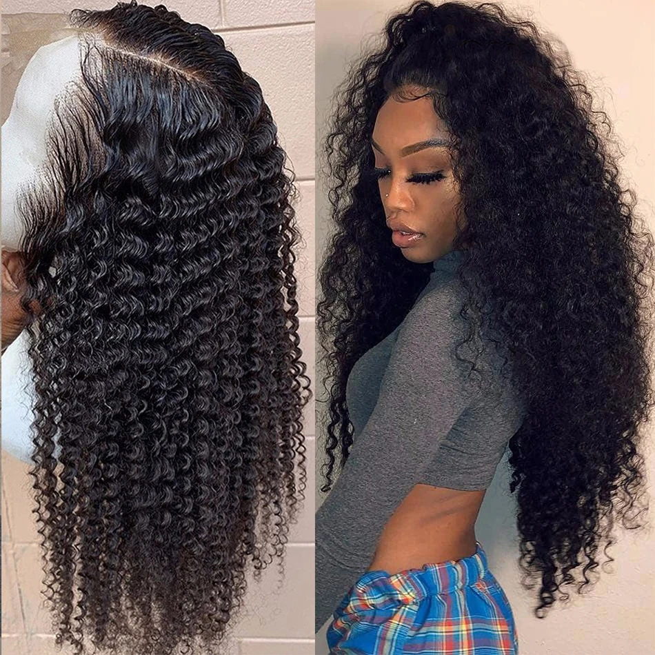 

12A Glueless Wig Brazilian Kinky Curly Lace Front Human Hair Wig Deep Curly Water Wave Lace Frontal Wigs Pre Plucked For Women