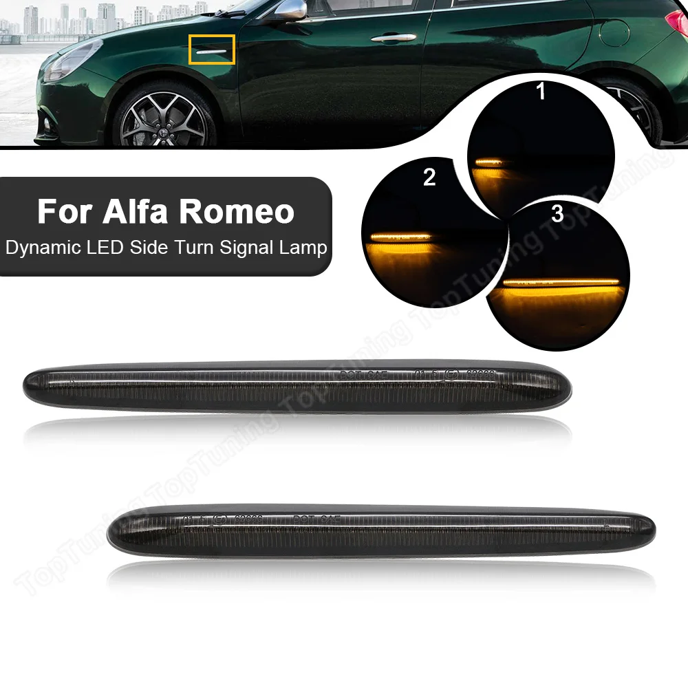 

For 2010-2020 Alfa Romeo Giulietta LED Dynamic Side Marker Lights Arrow Turn Signal Blinker Lamps Canbus No Error For Giulietta